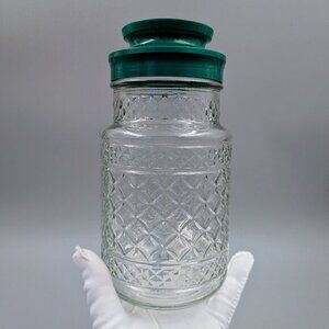 Vintage Anchor Hocking Wexford Glass Kitchen Canister Jars with Original Lid